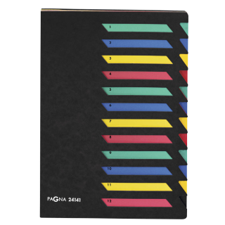 Pagna Ordnungsmappe mit farbigen Griffregistern 12 schwarz