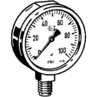 Kapselfedermanometer für Filterstandsmessung, Brennerüberwachung 1/2" unten 0-100mbar Gehäuse 100mm