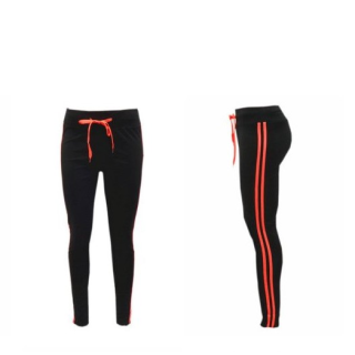 Sport Hose Fitness Leggings Neon Seitenstreifen Orange L/XL