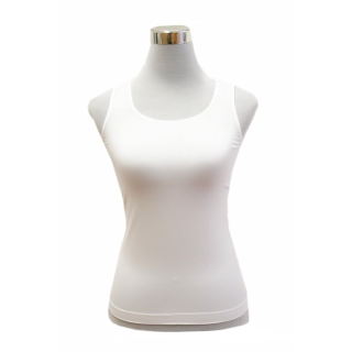 Sexy Damen Shirt Tank Tops Armellos in Uni Farbe Weiß S-M