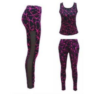 Damen Sport Wear Sport Set Leggings+Tanktop Trainingsanzug Gym Yoga Fitness Lila L-XL