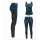 Damen Sport Wear Sport Set Leggings+Tanktop Trainingsanzug Gym Yoga Fitness Dunkel Blau L-XL