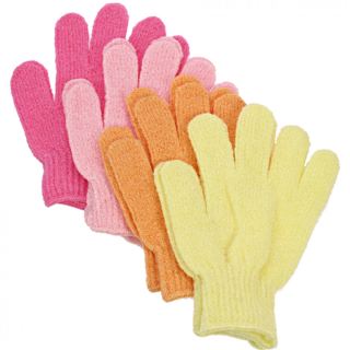 Massage Peelinghandschuh für Gesicht und Körper in gelb rosa pink oder orange