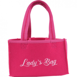 Flaschentasche für Frauen pink ca. 23x15x15cm Prosecco Polterabend Filztasche Handtasche