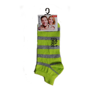 Socken Trend Wear COLLECTION, ORIGINAL Quality socks, gestreifte Neon Ringel Sneaker, Söckchen, farbige Strümpfe, Socken Komfortbund, SOCKS 4 FUN Größe 39 - 42 Hellgrün - gestreift