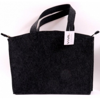 VIVA Handtasche Einkaufstasche, Filztasche mit Reißverschluss ca. 36 x 6 x 27 cm, iPad Tasche Dunkelgrau