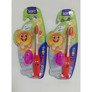 Zahnbürste BOBBY für Kinder mit Saugnapf 4-7 Jahre 14 rot