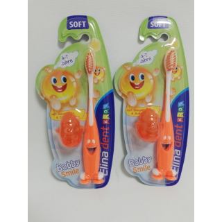 Zahnbürste BOBBY für Kinder mit Saugnapf 4-7 Jahre 14 cm orange