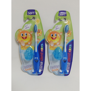 Zahnbürste BOBBY für Kinder mit Saugnapf 4-7 Jahre 14 cm blau