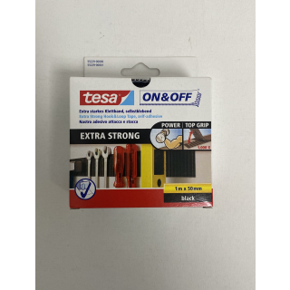 Tesa Extra starkes Klettband, selbstklebend 1 m x 50 mm schwarz