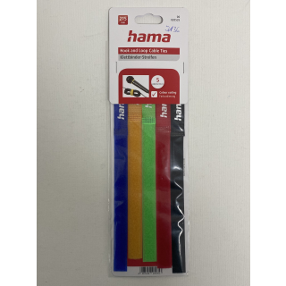 Hama Klett-Kabelbinder Streifen Nylon Kabelbinder 16x215mm 5 Stück Farbig